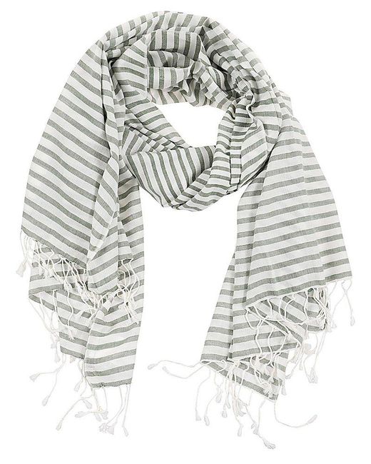 Weekend by Maxmara White Yarn-dyed Striped Stole