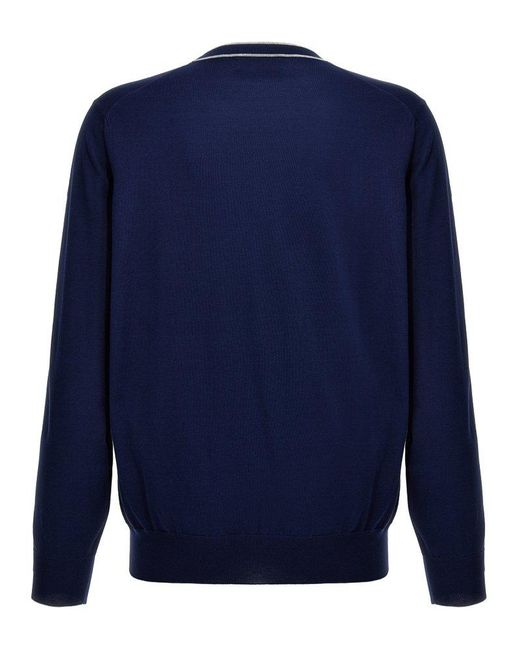 Brunello Cucinelli Blue Cotton Sweater for men