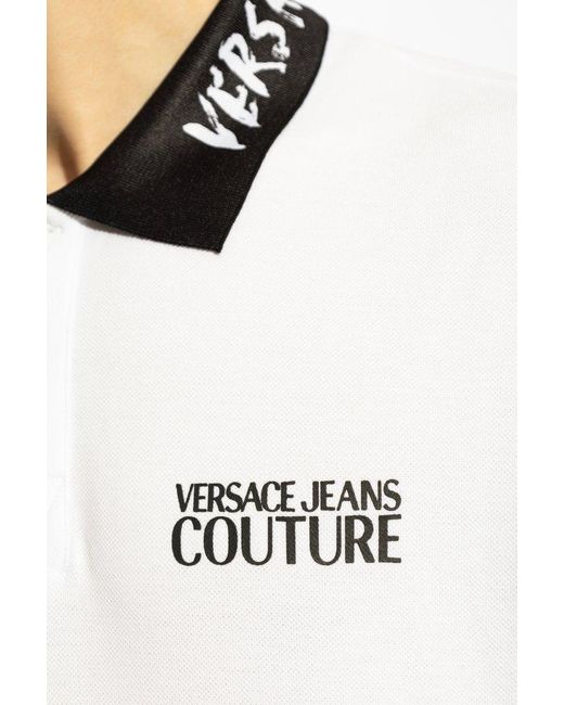 Versace Jeans Couture White Logo Collar Polo Shirt for men
