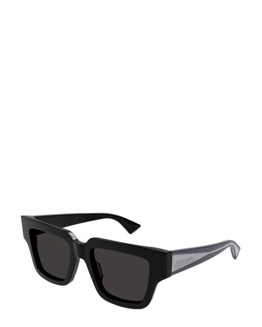 Bottega Veneta Black Rectangle Frame Sunglasses