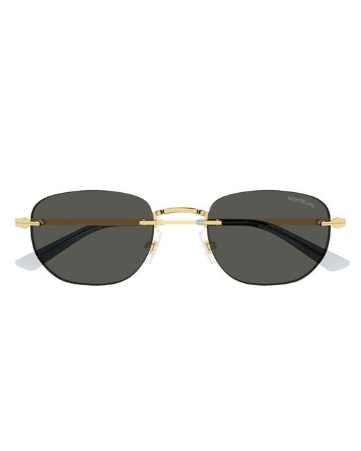 Montblanc Black Oval Frame Sunglasses for men