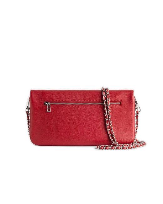 Zadig & Voltaire Rocky Embellished Logo Shoulder Bag in Red Lyst