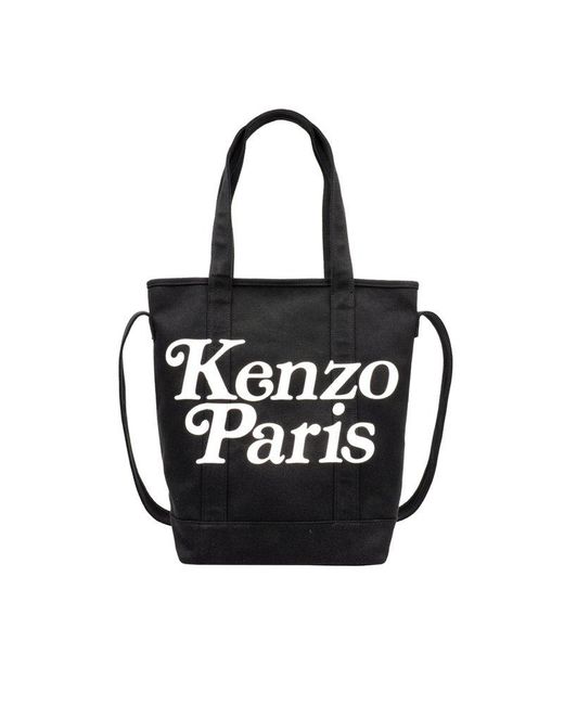 KENZO Black Logo Printed Tote Bag for men