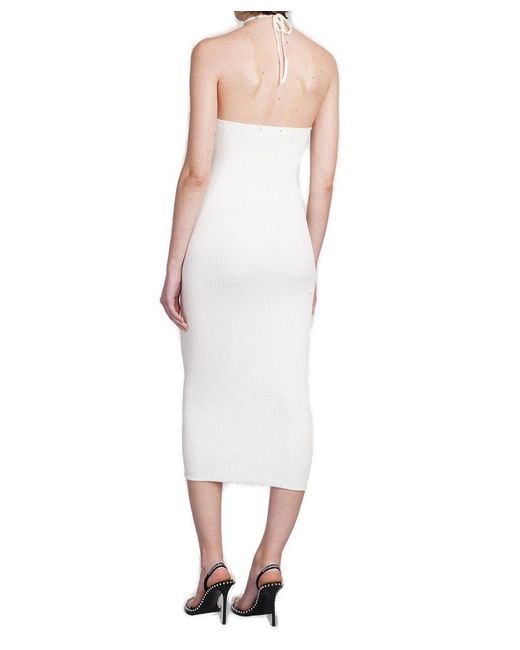 Amiri White Logo Plaque Sleeveless Midi Dress