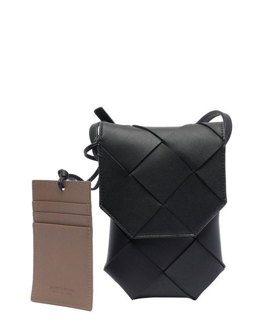 Bottega Veneta Black Diago Phone Pouch for men