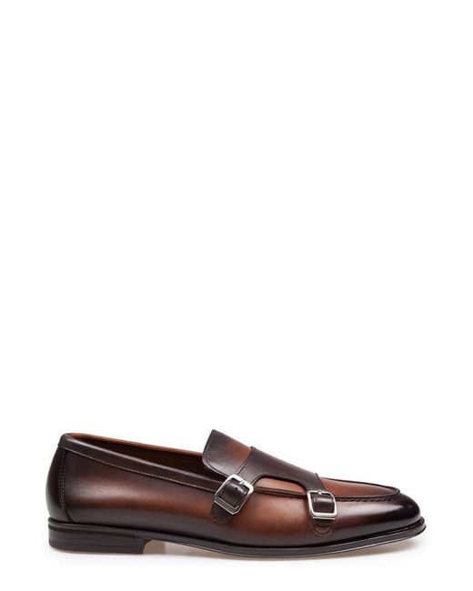 Doucal's Brown Double Buckle Loafers for men