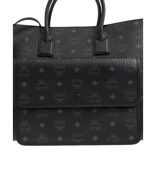 MCM Black 'münchen' Shopper Bag,