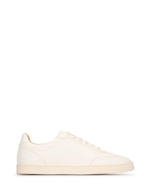 Brunello Cucinelli White Round-toe Lace-up Sneakers for men
