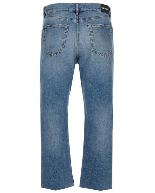 Balenciaga Blue Cropped Straight Leg Jeans for men
