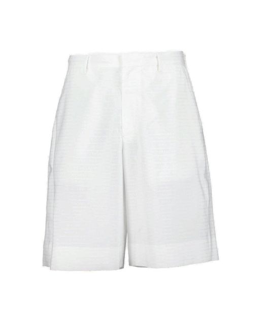 Prada White Triangle-logo Mid-rise Bermuda Shorts for men