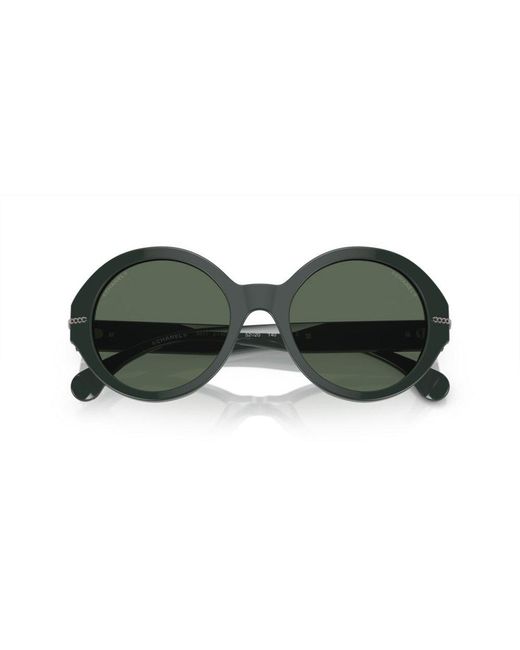 Chanel Green Round Frame Sunglasses