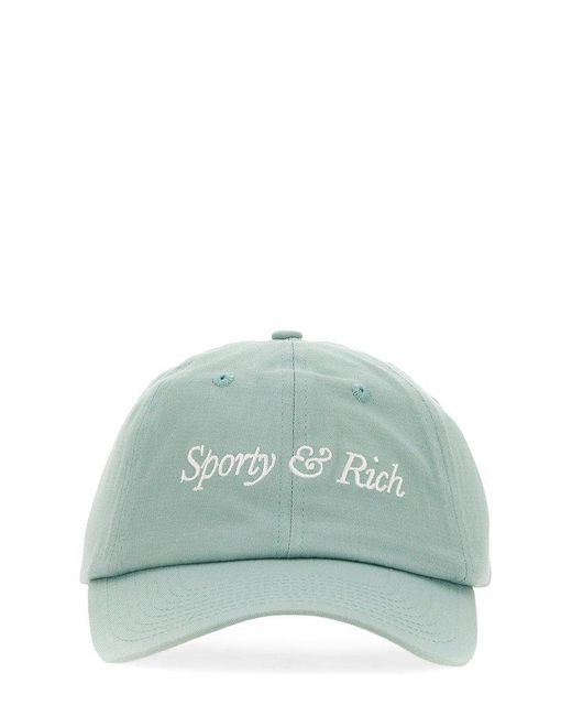 Sporty & Rich Green Logo Embroidered Curved Peak Cap