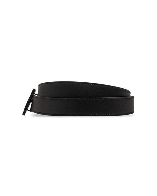 KENZO Black Leather Reversible Belt, for men