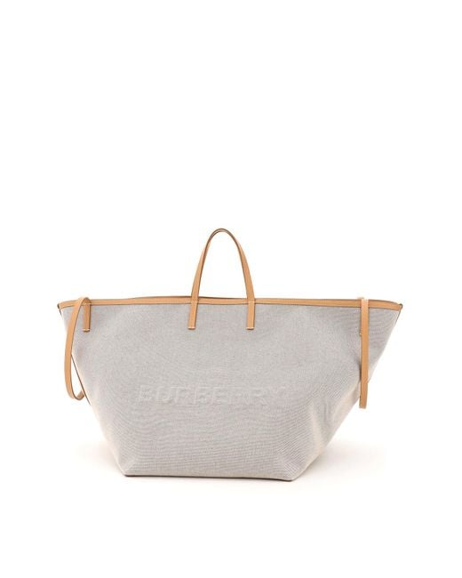 Burberry Natural Embossed Logo Extra Large Beach Tote Bag