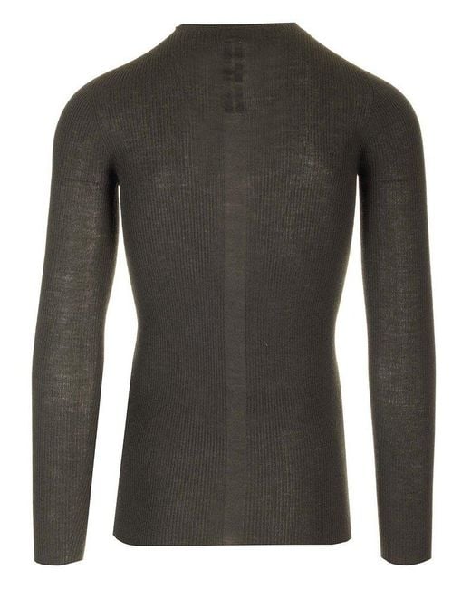 Rick Owens Black Ribbed Sweater for men