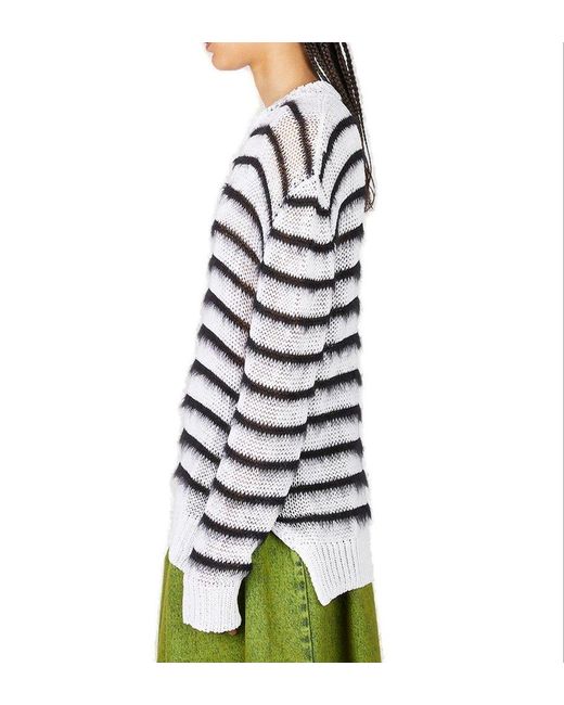 Marni Multicolor Striped Open-knitted Crewneck Jumper