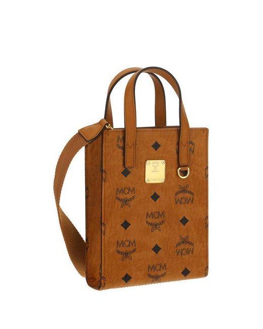 MCM Brown Klassik Mini Top Handle Bag