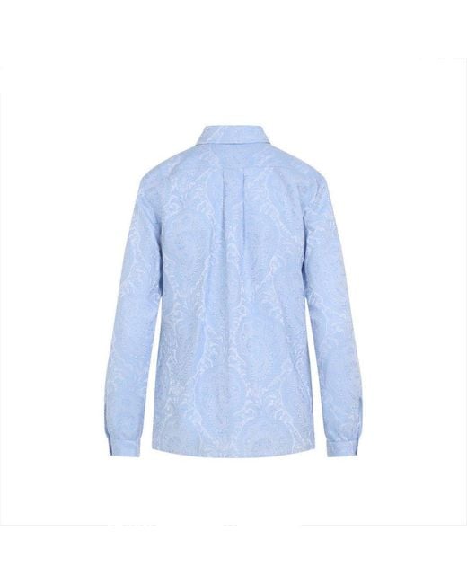 Etro Blue Paisley Printed Shirt