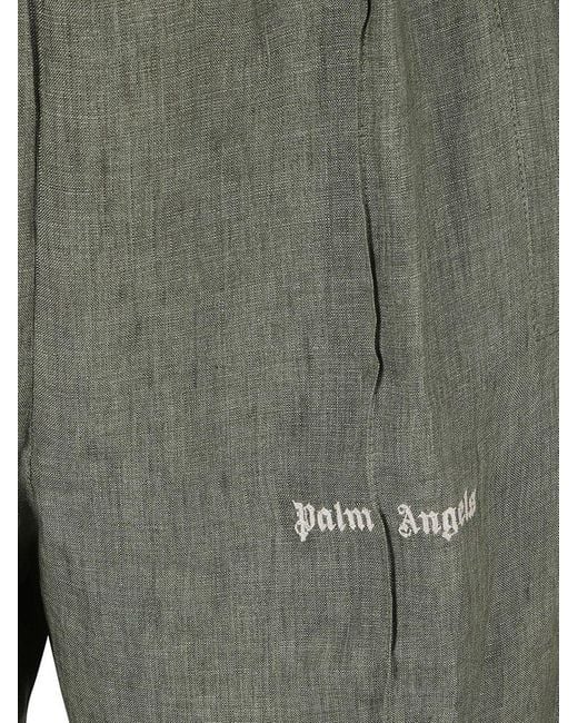 Palm Angels Green Logo Embroidered Side Stripe Detailed Track Pants for men