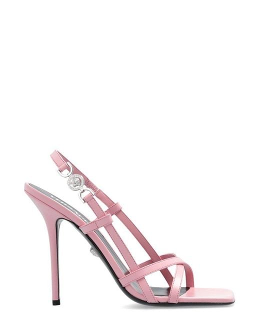 Versace Pink Square-toe Heeled Sandals