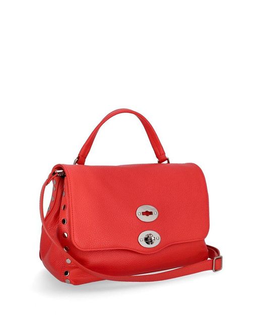 Zanellato Red Postina Twist-lock Large Tote Bag