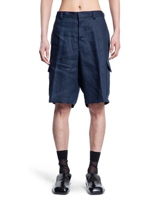 Prada Blue Logo-patch Cargo Shorts for men