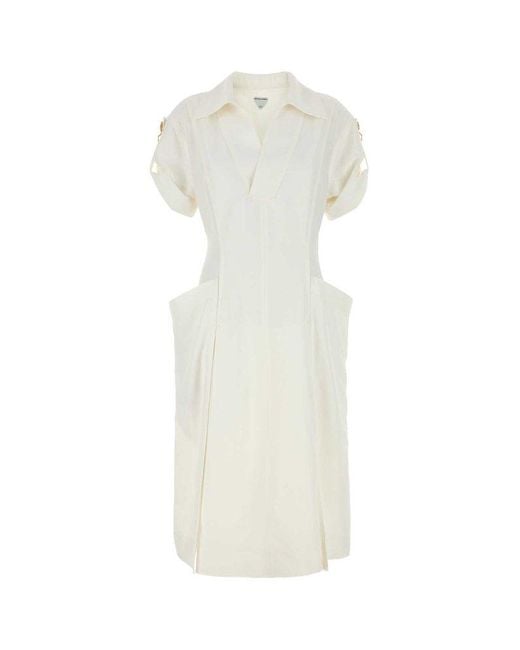 Bottega Veneta White Frog Embellished Midi Dress