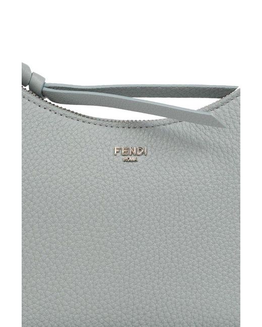 Fendi Gray Mini Fendessence Logo Plaque Tote Bag