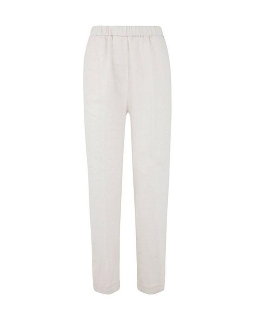 Peserico White Elastic Waist Pants