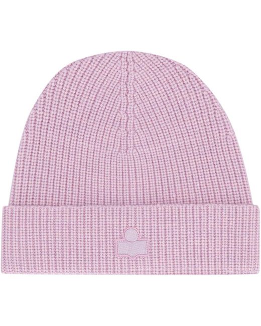 Isabel Marant Pink Logo Embroidered Knit Beanie