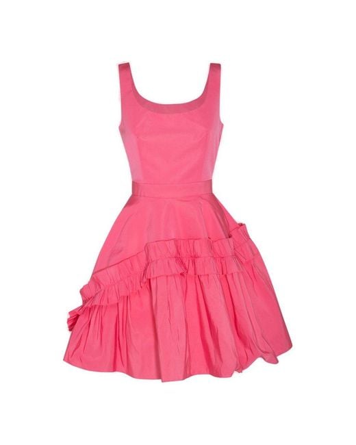Alexander McQueen Pink Ruffle Detailed Mini Dress