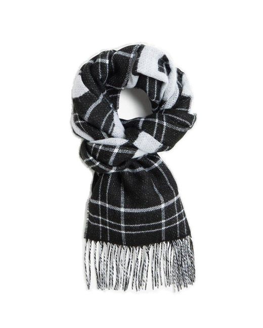 Fred Perry White Checked Fringed Scarf for men