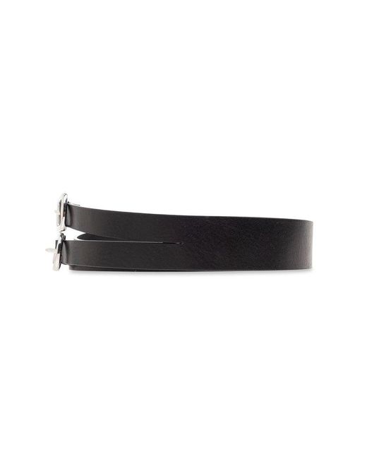 MM6 by Maison Martin Margiela Black Double-buckle Leather Belt
