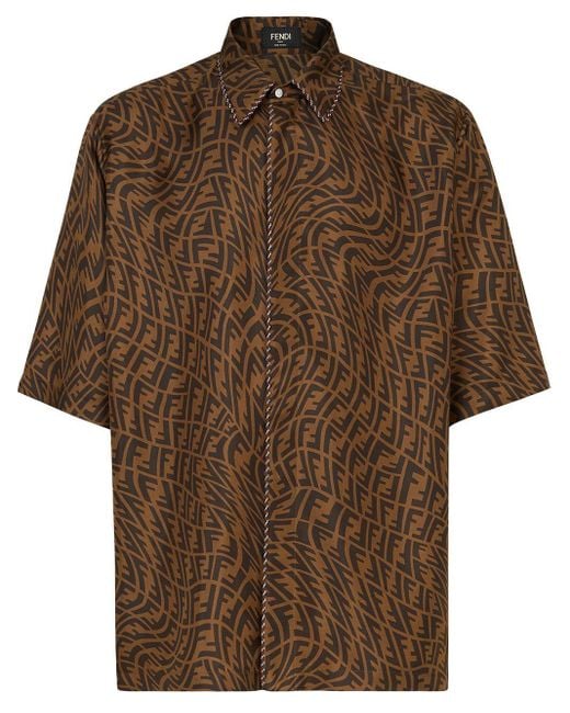 Fendi Brown Ff Vertigo Print Oversize Shirt for men