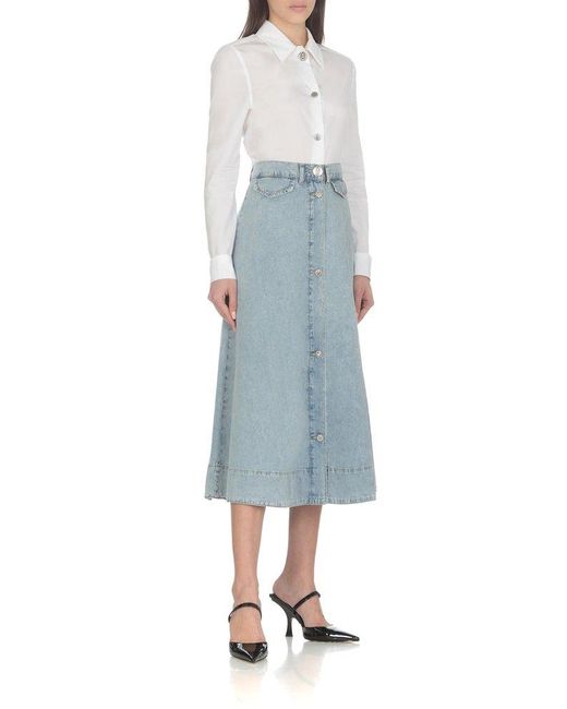 Moschino Blue Jeans Button-up A-line Denim Skirt