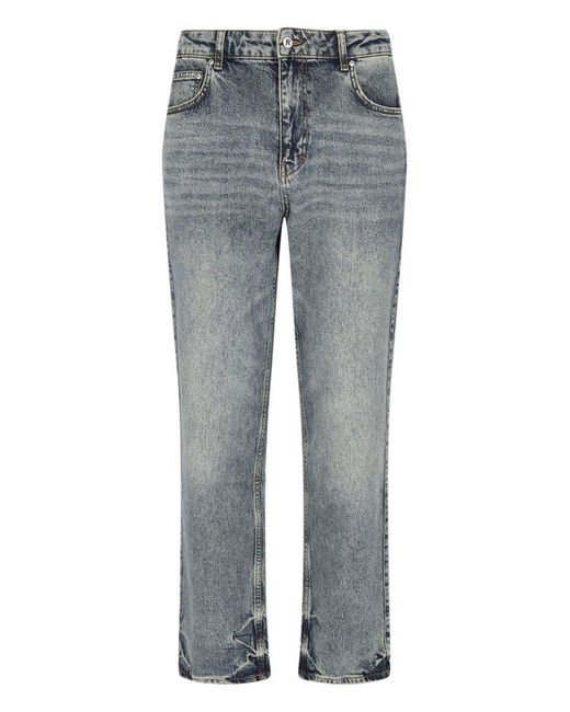 Represent Gray Bleached-effect Straight-leg Slim-cut Jeans for men