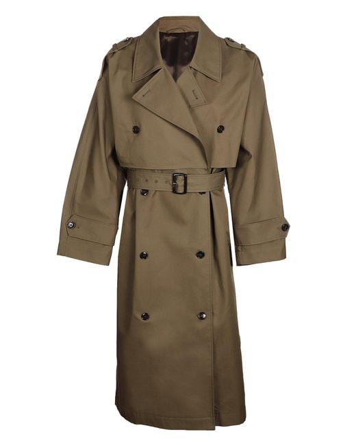 Totême Cotton Belted Waist Trench Coat in Brown - Lyst
