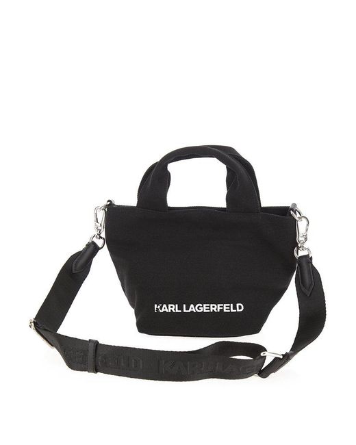 Karl Lagerfeld Black Small Signature Embellished Top Handle Bag
