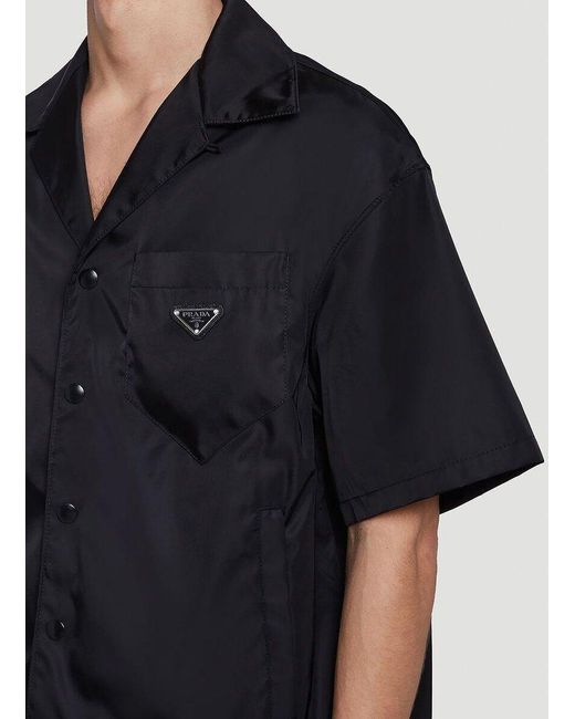 Prada Re-nylon Short Sleeve Shirt in Black for Men | Lyst