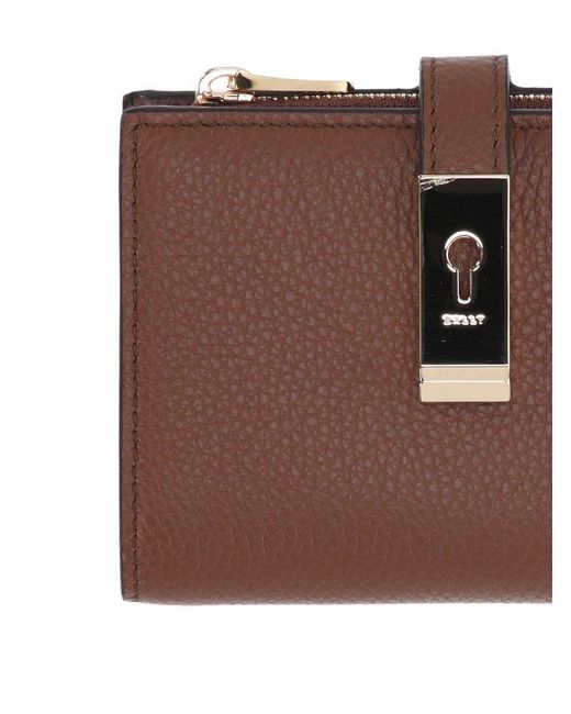Bally Brown Lock Me Bi-Fold Wallet