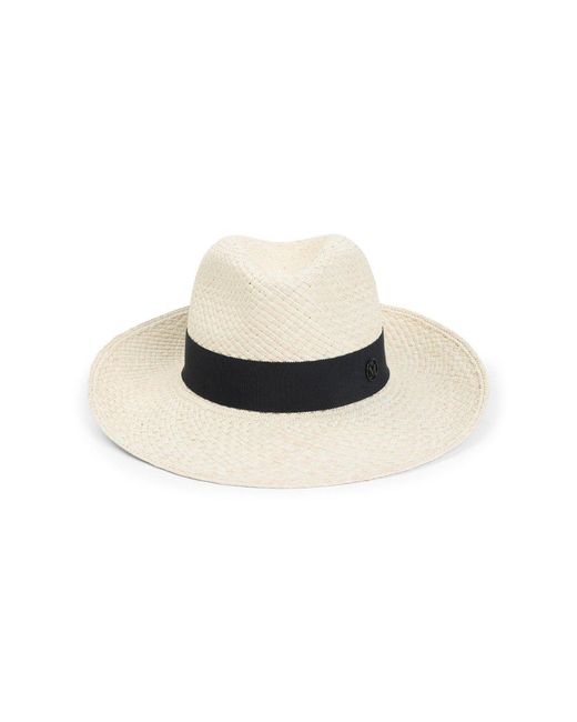 Maison Michel White Eric Logo Plaque Fedora Hat