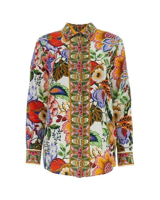 Etro Multicolor Floral Printed Long-sleeved Shirt