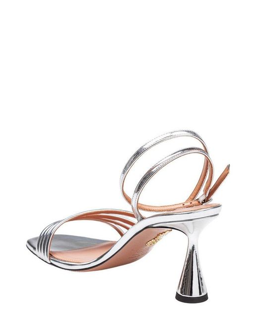 Aquazzura White Latour Mirror Effect Sandals