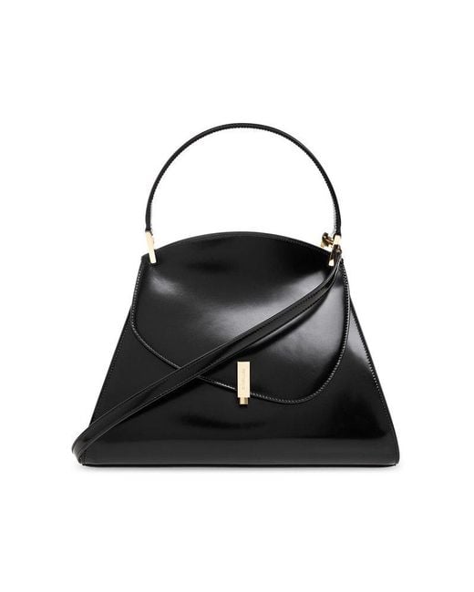 Ferragamo Black Prisma Glossed-leather Tote