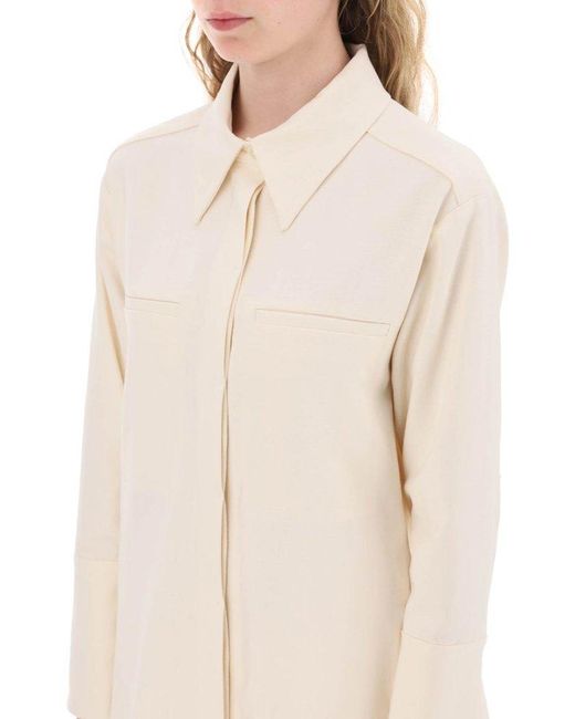 By Malene Birger White Mallega Long-Sleeved Curved Hem Shirt