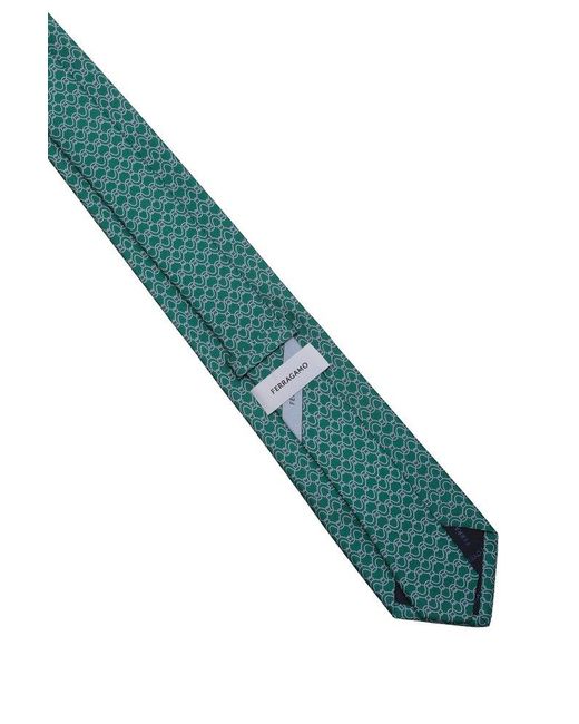 Ferragamo Green Wave Print Tie for men