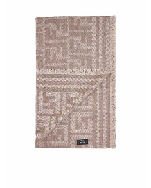 Fendi Natural Ff Jacquard Scarf for men