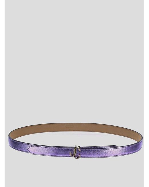 Jimmy Choo Leather Felisa Logo Plaque Belt in Purple | Lyst