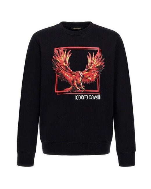 Roberto Cavalli Black Printed Sweatshirt for men