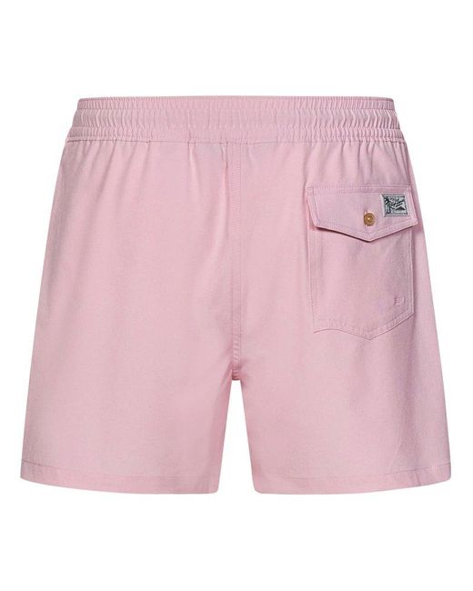 Polo Ralph Lauren Pink Logo Embroidered Drawstring Swim Shorts for men